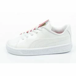 Puma Junior Basket Crush Patent Baby Shoes - White Footwear