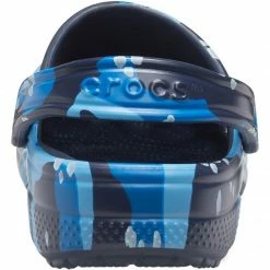 Slides Crocs Mens Classic Printed Camo Shoes - Navy Blue/Blue