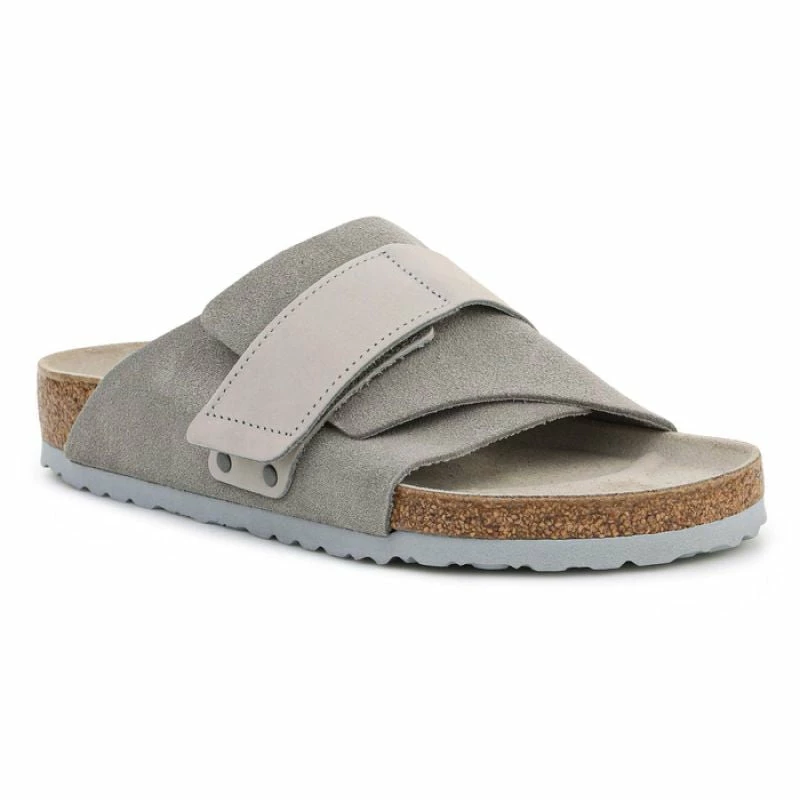 Slides Birkenstock Mens Kyoto Stone Coin Slippers - Gray