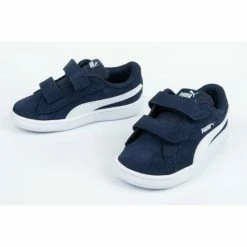 Puma Junior Smash V2 Shoes - Navy Blue