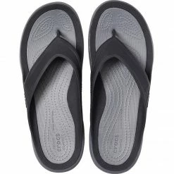 Crocs Mens Swiftwater Wave Flip Flops - Black/Gray Slides