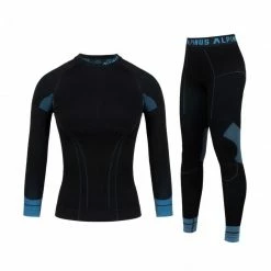 Alpinus Womens Tactical Base Layer Set Thermoactive Underwear - Black/Blue Outdoor Clothing