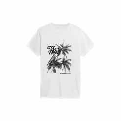 4F Mens Printed T-shirt - White Outdoor Clothing