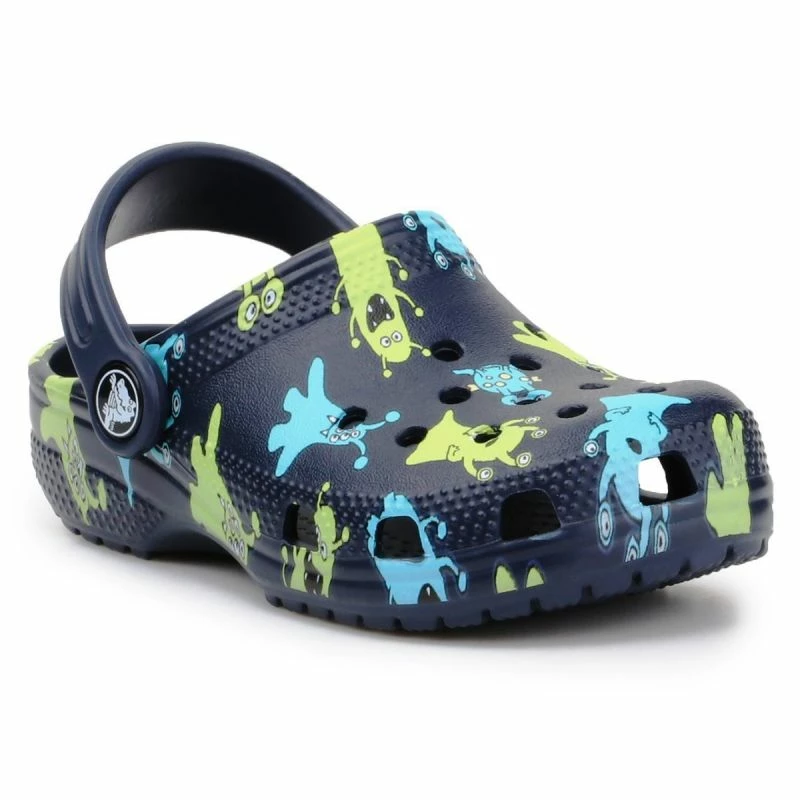 Crocs Kids Classic Monster Print Clog - Navy Blue