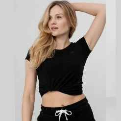 4F Womens Round Neck T-shirt - Black Outdoor Clothing