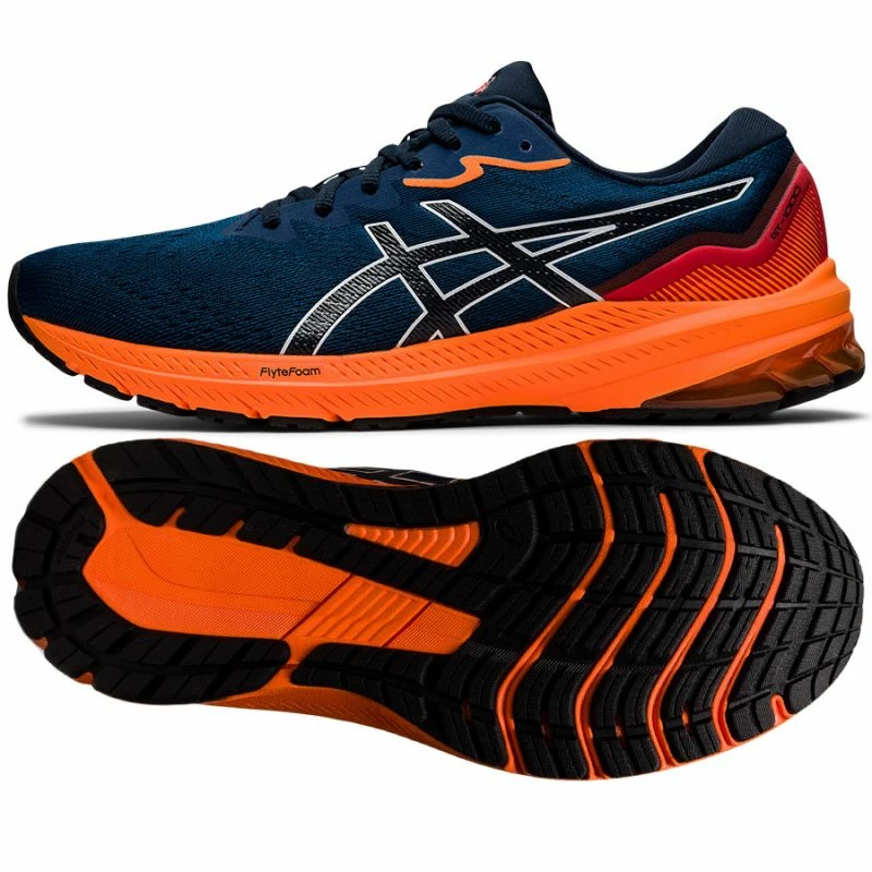 Trainers Asics Mens GT-1000 11 Running Shoes - Dark Blue/Orange