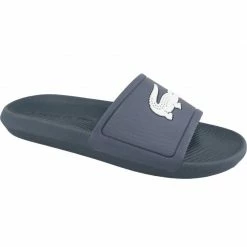 Lacoste Mens Croco Slide 119 Slippers - Navy Blue Slides