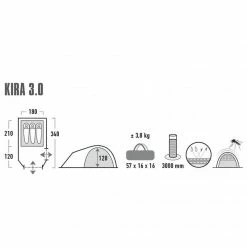 High Peak Kira 3 Tent - Light Gray