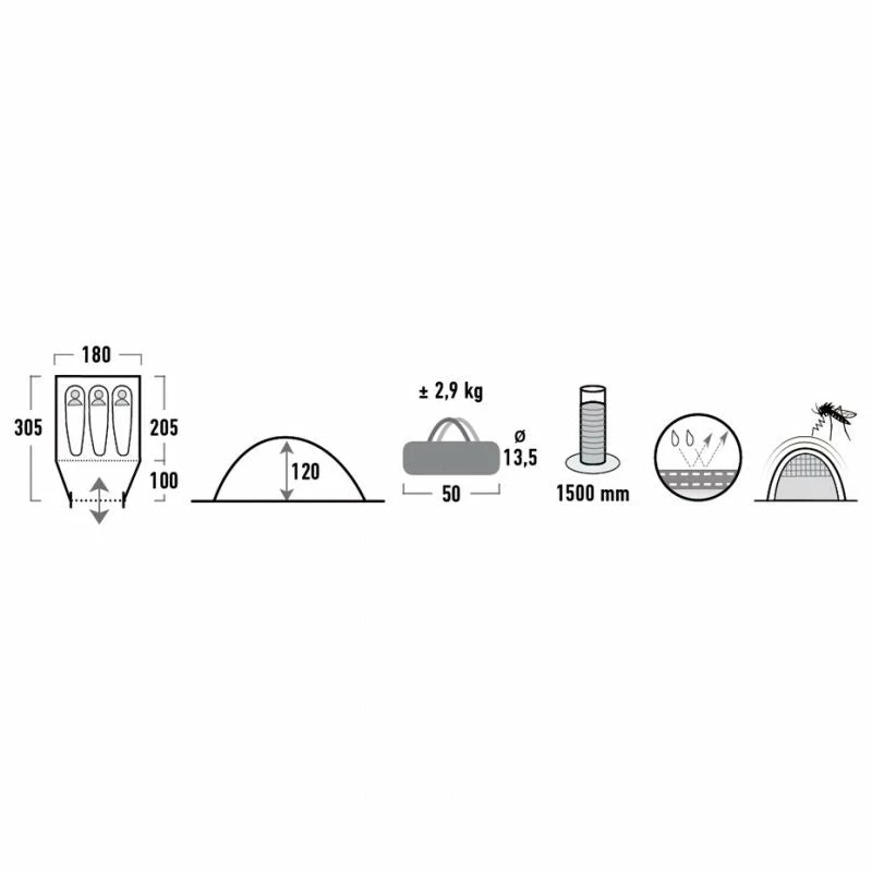 High Peak Ontario 3 Tent - Blue