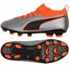 Puma Mens One 3 Lth HG Football Boots - Gray/Orange Trainers