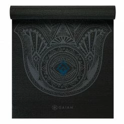Yoga Mats Gaiam Gray Hamsa 4 MM Yoga Mat - Gray/Black