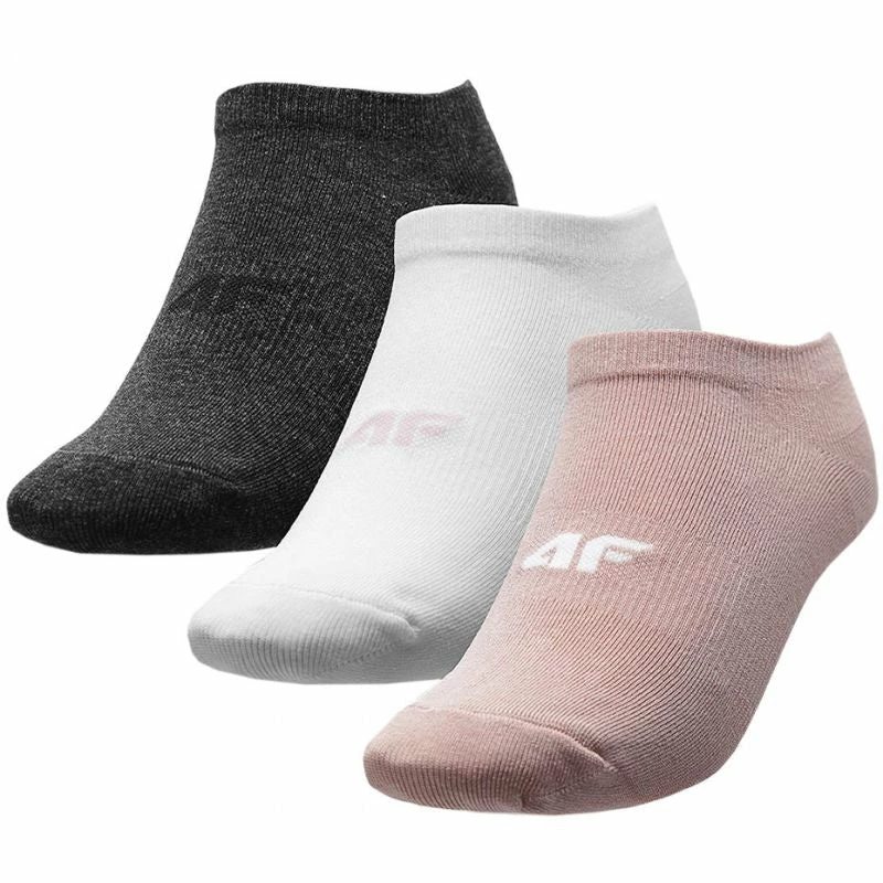 4F Womens Everyday Socks - White/Pink/Medium Melange Walking Socks