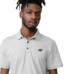 4F Mens Cotton T-shirt - Cool Light Gray Melange Outdoor Clothing