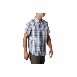 Outdoor Clothing Columbia Mens Brentyn Trail Short Sleeve Seersucker Shirt - Blue/White