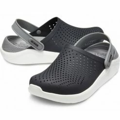 Crocs Mens LiteRide Clog Slides - Black/Gray