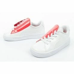 Puma Junior Basket Crush Patent Baby Shoes - White Footwear