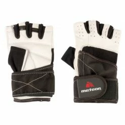 Meteor Unisex Bodybuilding Grip 10 Gloves - Black/White
