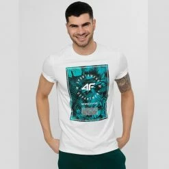 4F Mens Graphics T-shirt - White Outdoor Clothing