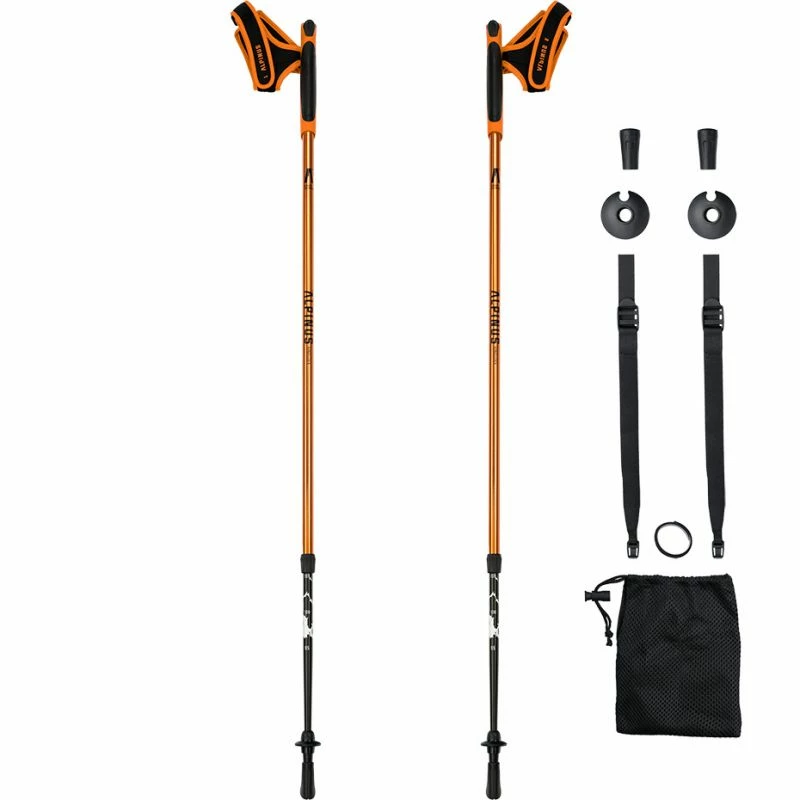 Alpinus Kungsleden Nordic Walking Poles - Orange Hiking