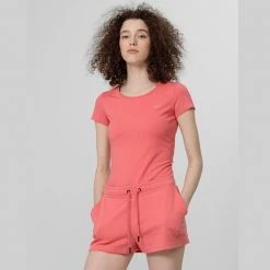 4F Womens Short Sleeves T-shirt - Orange Outdoor Clothing
