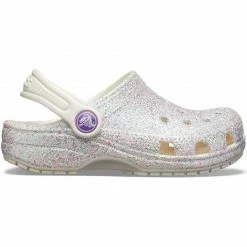 Crocs Kids Classic Glitter Clog - Silver Footwear