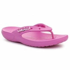 Crocs Womens Classic Flip Flops - Pink Slides
