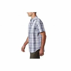 Outdoor Clothing Columbia Mens Brentyn Trail Short Sleeve Seersucker Shirt - Blue/White