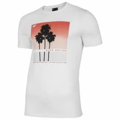 4F Mens Round Neck T-shirt - White Outdoor Clothing
