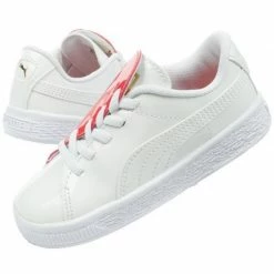 Puma Junior Basket Crush Patent Baby Shoes - White Footwear