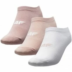 Walking Socks 4F Womens Everyday Socks - White/Cream/Pink
