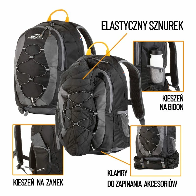 Dutch Hunze Mountains 18 L Hiking Backpack - Black