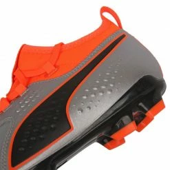 Puma Mens One 3 Lth HG Football Boots - Gray/Orange Trainers