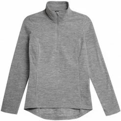 4F Womens Fleece Sweatshirt - Cool Light Gray Melange Outdoor Clothing