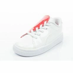 Puma Junior Basket Crush Patent Baby Shoes - White Footwear