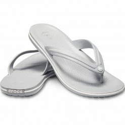 Slides Crocs Unisex Crocband Flip-Flops - Light Gray/White