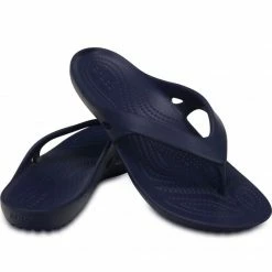 Crocs Womens Kadee II Flip-Flops - Navy Blue Slides
