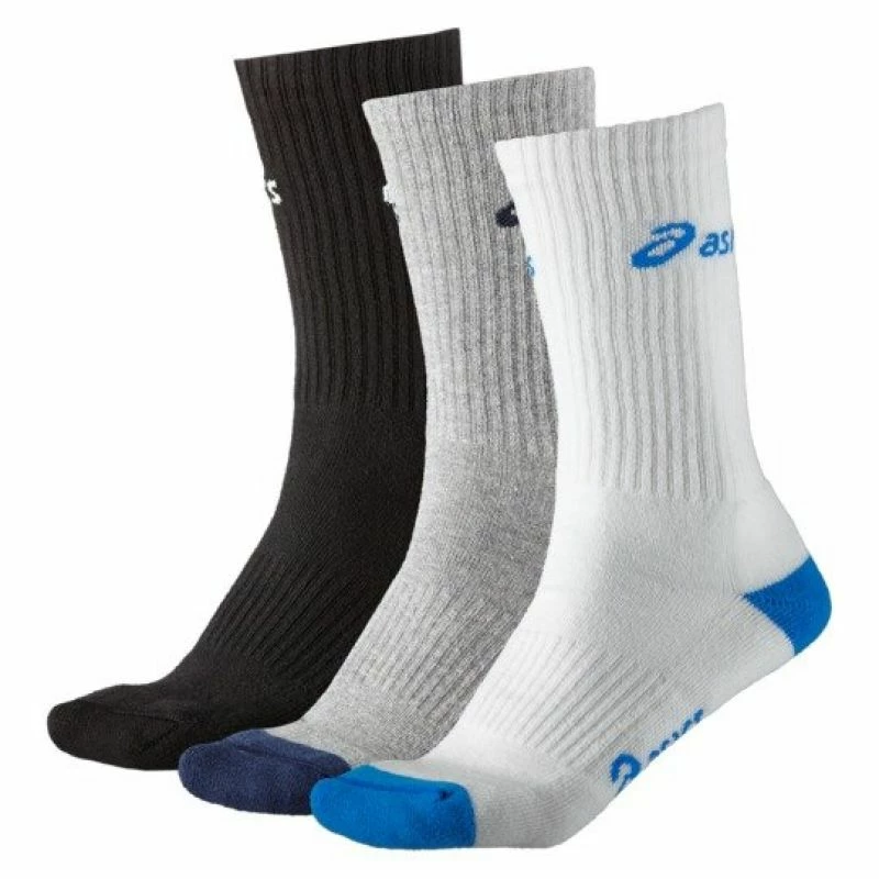 Asics Unisex Crew 3Pak Socks - Black/White/Gray Walking Socks
