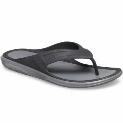 Crocs Mens Swiftwater Wave Flip Flops - Black/Gray Slides