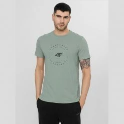 4F Mens Round Neck T-shirt - Green Outdoor Clothing