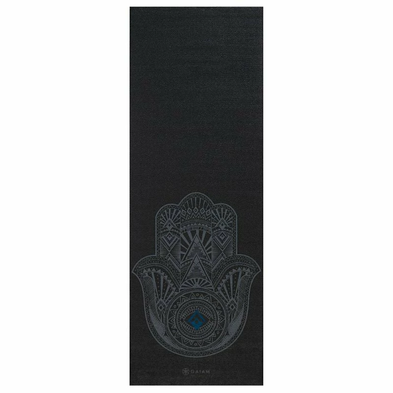 Yoga Mats Gaiam Gray Hamsa 4 MM Yoga Mat - Gray/Black