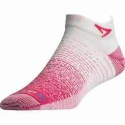 Drymax Womens Thin Mini Crew Running Socks - White/Pink Walking Socks