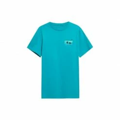4F Mens Short Sleeves T-shirt - Turquoise Outdoor Clothing