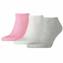 Walking Socks Puma Unisex Plain 3P Socks - White/Pink/Gray