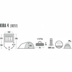 High Peak Kira 4 Tent - Dark Gray/Red