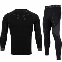 Alpinus Men's Tactical Base Layer Set Thermoactive Underwear - Black/Gray Outdoor Clothing