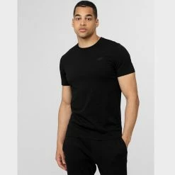 4F Mens Round Neck T-shirt - Black Outdoor Clothing