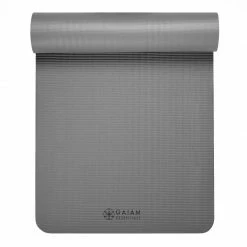 Gaiam 10 Mm Fitness Mat With Strap - Gray Yoga Mats