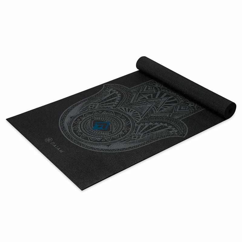 Yoga Mats Gaiam Gray Hamsa 4 MM Yoga Mat - Gray/Black
