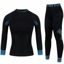Alpinus Womens Tactical Base Layer Set Thermoactive Underwear - Black/Blue Outdoor Clothing