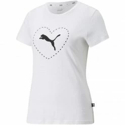 Puma Womens Valentine's Day Graphic T-Shirt - White Outdoor Clothing